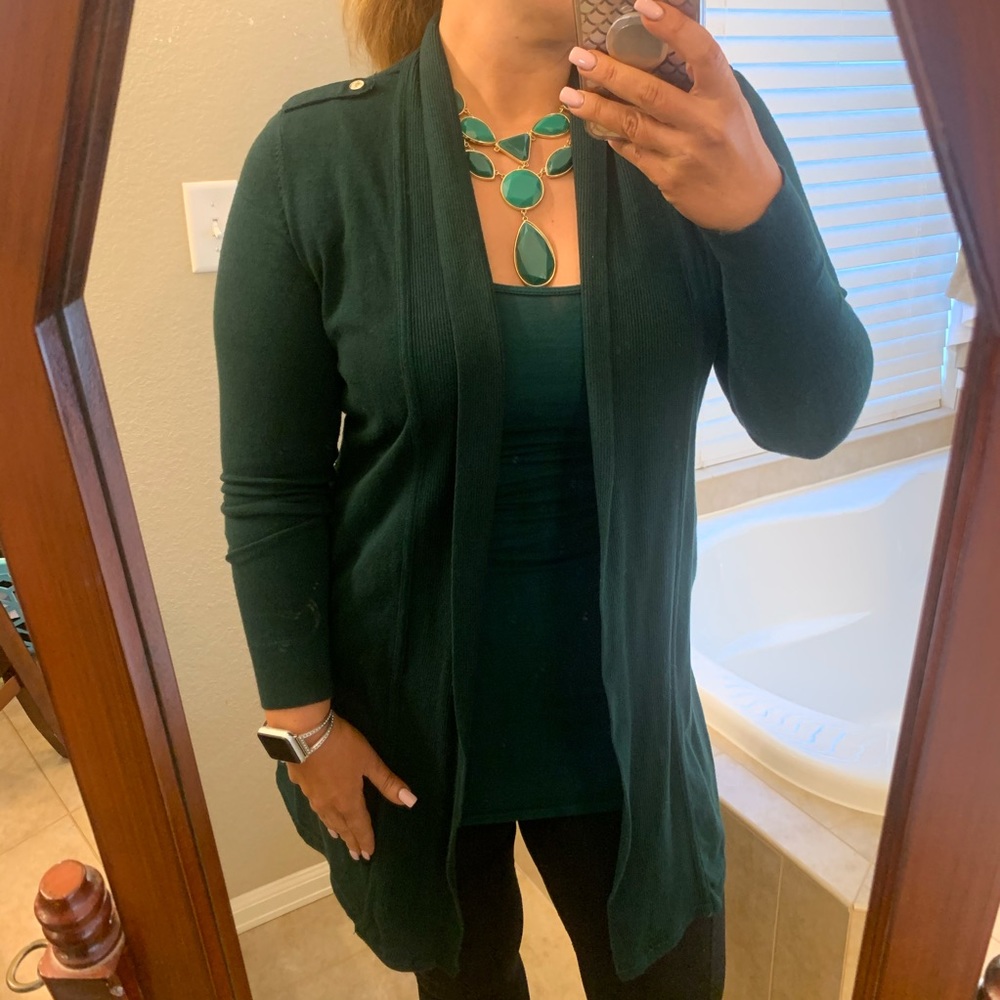 Dark green WHBM cardigan and tank set